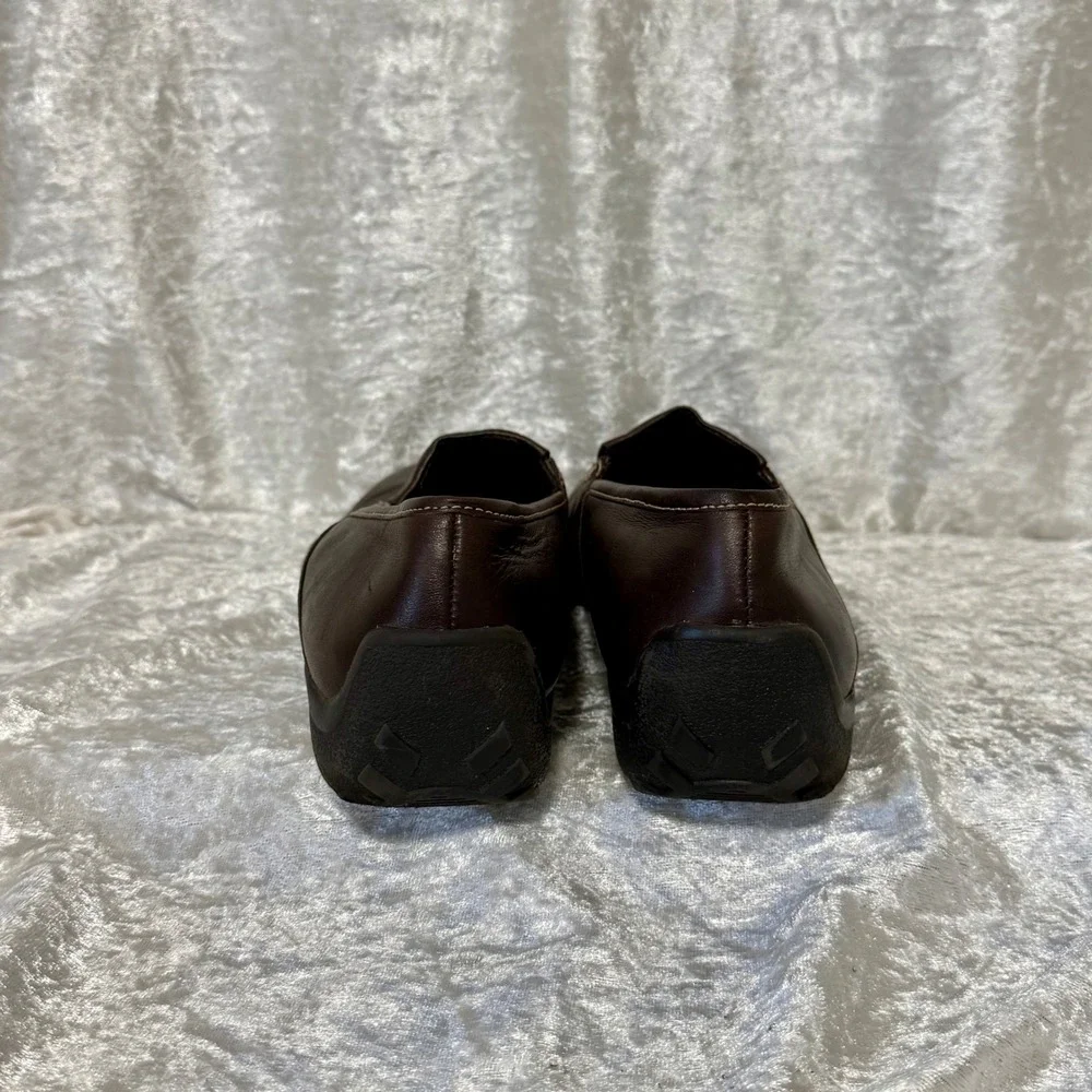 Aerology by Aerosoles Womens Dark Brown Leather Mule-Slip‎ On Loafer Shoes Sz-10